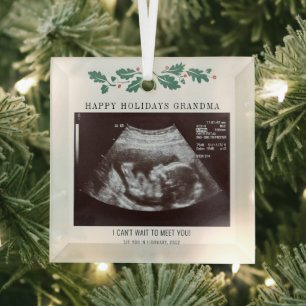 prettige feestdagen Zwangerschap Ultrasound Foto G Glas Ornament