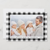 Prettige feestdagen Zwart en wit Buffel Plaid Feestdagenkaart (Voorkant)