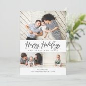 prettige feestdagen zwart Script 3 Collage multi-f Feestdagenkaart (Staand voorkant)