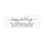Prettige feestdagen Zwart Script Retouradreslabel Etiket (Voorkant)