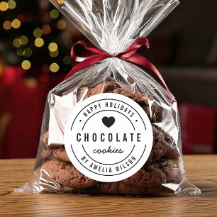 Prettige feestdagen Zwart & Wit Hart Zelfgemaakte  Ronde Sticker