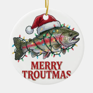 Prettige Forel Kerstmis Forel Visser Kerst Keramisch Ornament