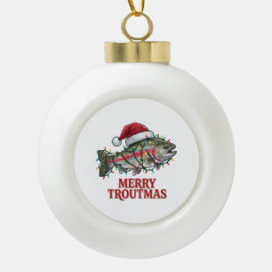 Prettige Forel Kerstmis Forel Visser Kerst Keramische Bal Ornament