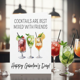 Prettige Galentine's Day Cocktail Vrienden Kaart