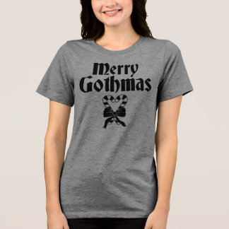 Prettige Gothkerstmis Zwart-Witte Suikerstokhart Tri-Blend Shirt
