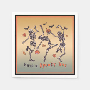 Prettige griezelige dag!  Halloween skeletten dans Servet