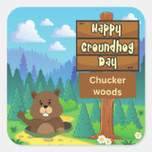 prettige grondstofdag in bos vierkante sticker (Voorkant)