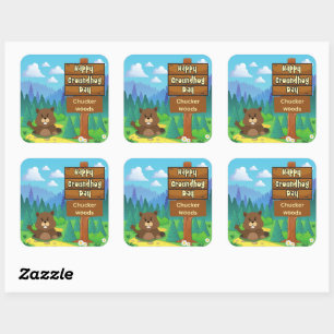 prettige grondstofdag in bos vierkante sticker