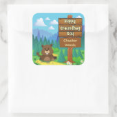 prettige grondstofdag in bos vierkante sticker (Tas)