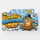 Prettige Groundhogdag Grappige Achtergrond Spandoek (Horizontaal)