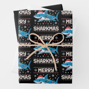 Prettige Haai Kerstmis Kerstman Lelijke Kerstverli Inpakpapier Vel