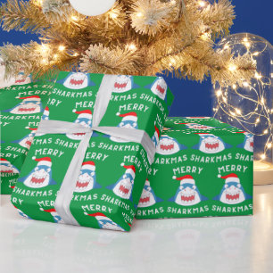 Prettige Haai Kerstmis Patroon Grappige Kerstman H Cadeaupapier