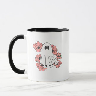 Prettige Halloween bloemige schattige geest Mok