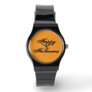 Prettige Halloween-handgeschreven horloge (oranje