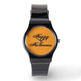 Prettige Halloween-handgeschreven horloge (oranje