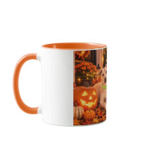 Prettige Halloween-hond en Jack-o'-Lantern mok