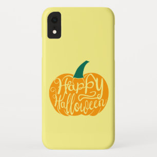 Prettige Halloween- lettering op uitgeholde pompoe iPhone XR Hoesje