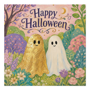 Prettige Halloween Lieve Geest Bloementuin Perfect Poster