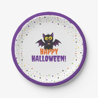 Prettige Halloween Lieve Vampier Vleermuis Stippen Papieren Bordje