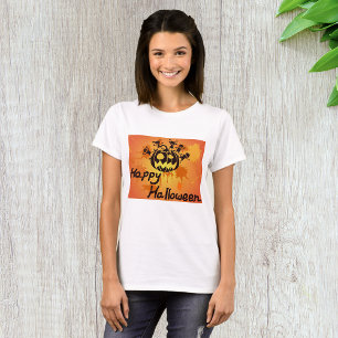 Prettige Halloween Pompoen Silhouet Illustratie T-shirt