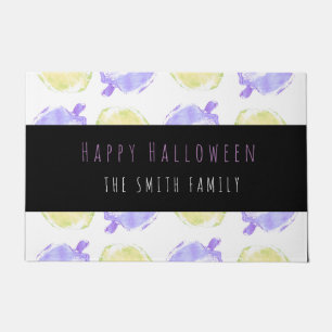 Prettige Halloween Pompoen Stempels Patroon Naam Deurmat
