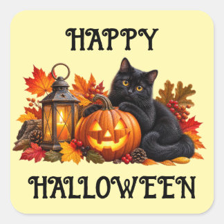 Prettige Halloween Zwarte Kat Sticker