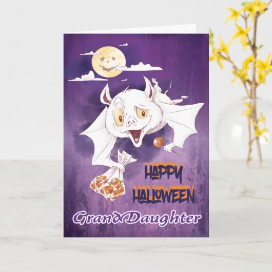 Prettige Halloweenkaart kleindochter Kaart (Gele Bloem)