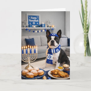 Prettige Hanukkah Boston Terrier Kaart