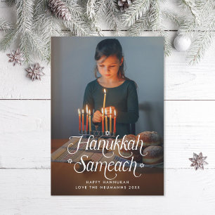Prettige Hanukkah Davidster foto Feestdagenkaart