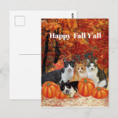 Prettige Herfst Mensen Katten en Pompoenen Ansicht Briefkaart (Voorkant / Achterkant)