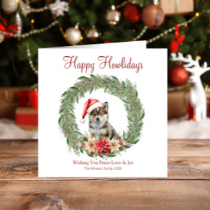 Prettige Hoe-lidagen Knuffel Husky Hond Feestdagenkaart