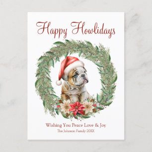 Prettige Hoe-lidays Schattige Engelse Bulldog Feestdagenkaart