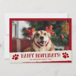 Prettige Howlidays huisdier hond foto kerstkaart