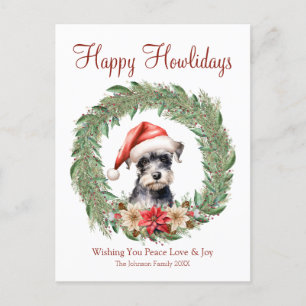 Prettige Howlidays Knuffige Miniatuur Schnauzer Ho Feestdagenkaart