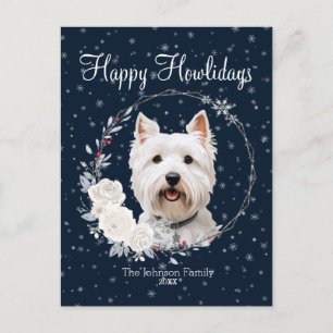 Prettige Howlidays Schattige Westie Hond Feestdagenkaart