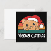Prettige KatKerstis Fun Cat Kerst Pun Uitnodiging (Voorkant / Achterkant)