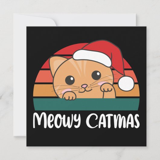 Prettige KatKerstis Fun Cat Kerst Pun Uitnodiging (Voorkant)