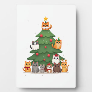 Prettige Kattmas Leuk Kerstboom, Katten Kerstmis M Fotoplaat