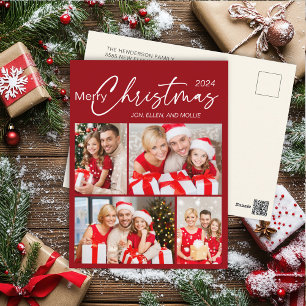 Prettige kerst 4 foto vakantie briefkaart