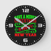 Prettige kerst Een gelukkig nieuwjaar-34635 Ronde Klok (Voorkant)