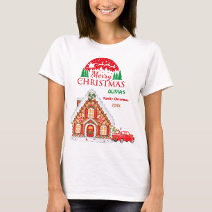 Prettige kerst Kerstman zeggen gepersonaliseerd T-shirt