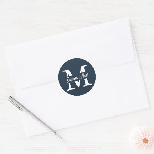 Prettige kerst monogram ronde sticker (Envelop)