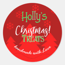 Prettige kerst-sneeuwvlokken rode sticker