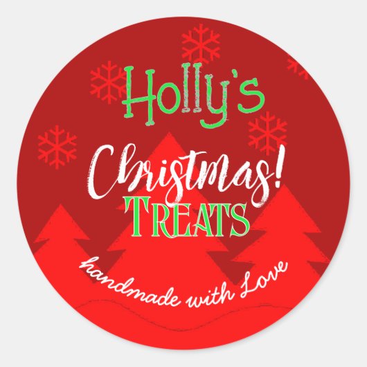 Prettige kerst-sneeuwvlokken rode sticker (Voorkant)