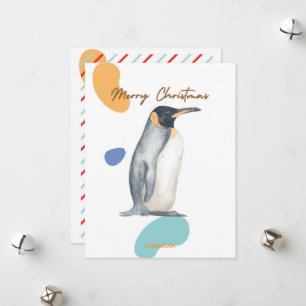 PRETTIGE KERSTDAGEN SCHATTIGE KINDEREN PINGUÏN VIN FEESTDAGENKAART