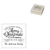 Prettige kerstgroet Aangepaste familienaam Rubberstempel (Gestempeld)