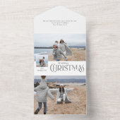 Prettige kerstgroet met zilveren foto-inzet all in one uitnodiging (Binnen)