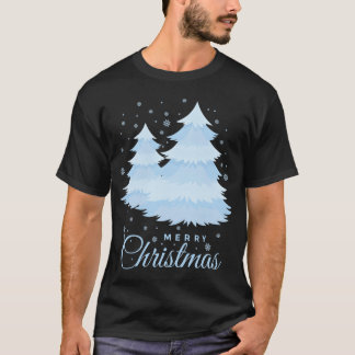Prettige Kerstmis sneeuwval en Kerstbomen vinta T-shirt