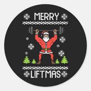 Prettige Kerstmis Workout Gym Lichaam Ronde Sticker