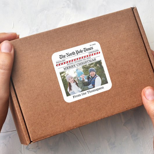 Prettige kersttypografie foto sticker